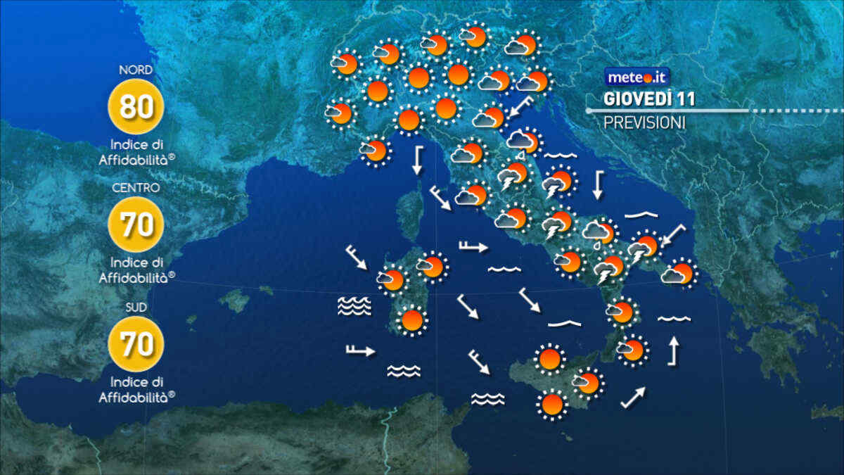 Meteo: 11 giugno con temporali al Centro-Sud! Venti in rinforzo e aria più fresca