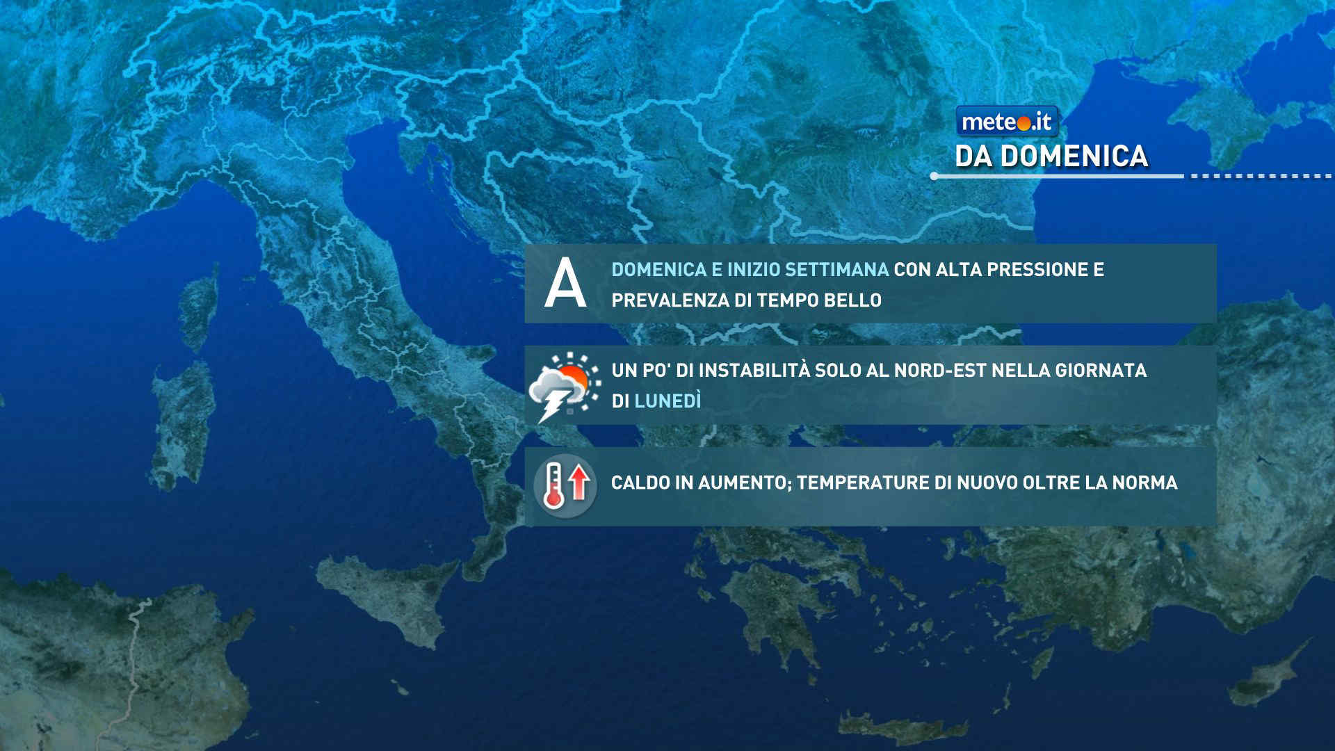 Meteo: weekend con sole e caldo in aumento! Lunedì 15 nuovi temporali? La tendenza