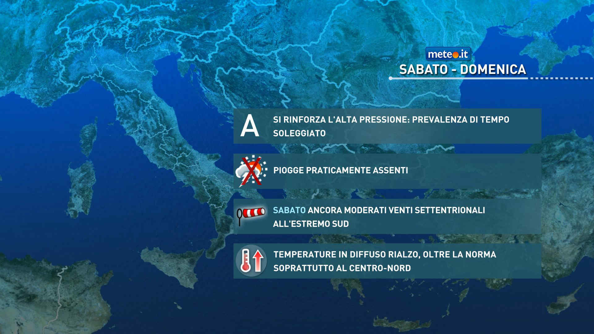 Meteo: fine settimana con tempo stabile e temperature in risalita