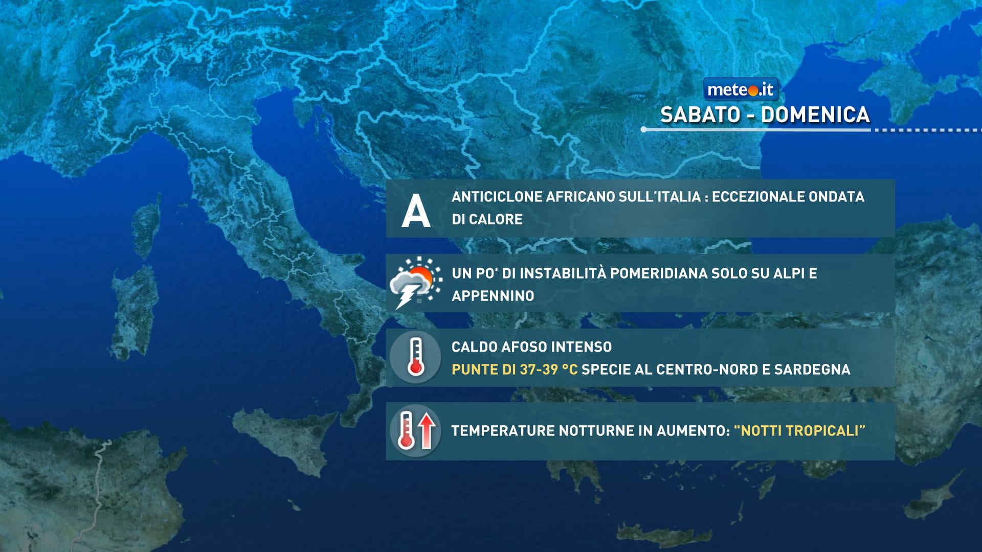 Meteo: weekend 20-21 giugno con caldo africano e notti tropicali!