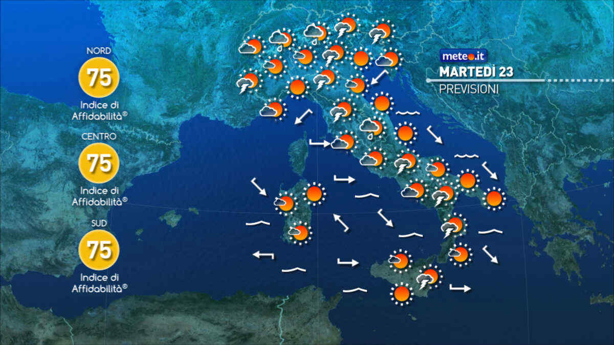 Meteo 23 giugno: caldo intenso al Centro-Nord! Temporali pomeridiani