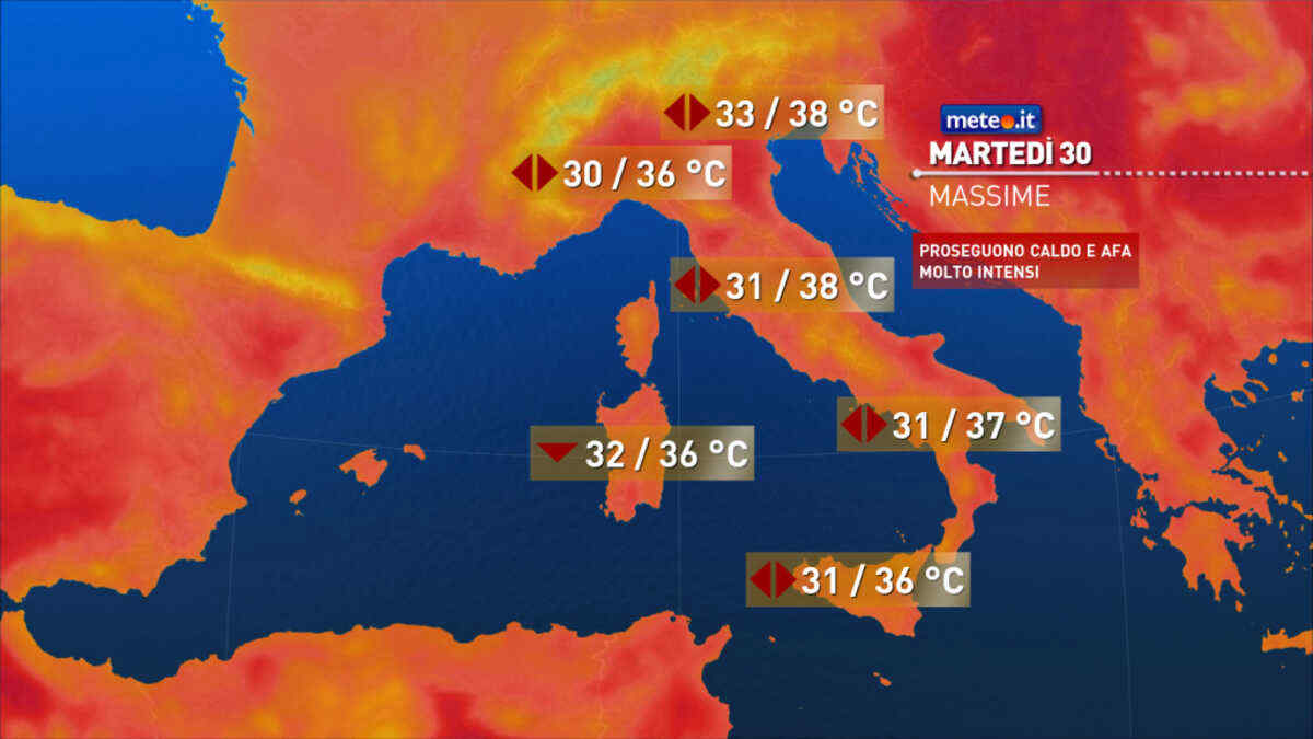 Meteo: caldo africano fino a domani (30 giugno). A luglio cambio di rotta!