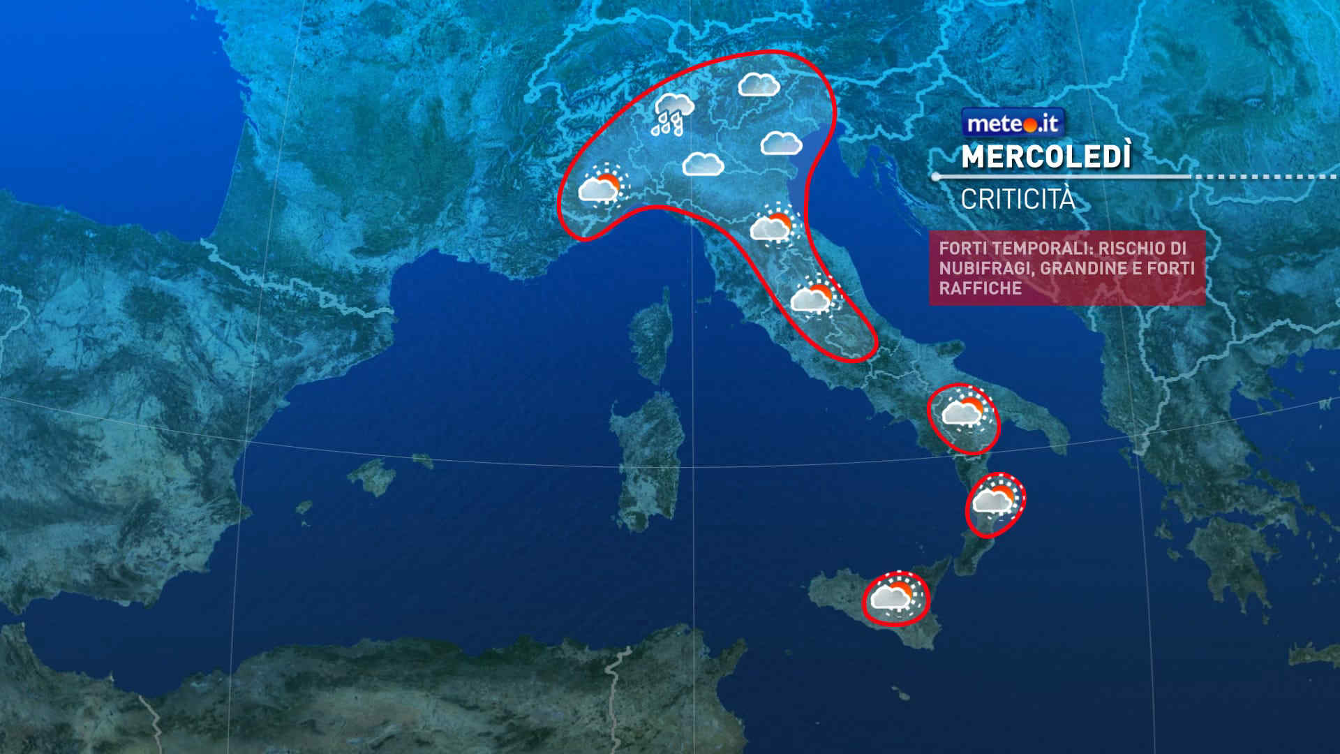 Meteo: dal 1° luglio caldo estremo in attenuazione e rischio nubifragi e grandine