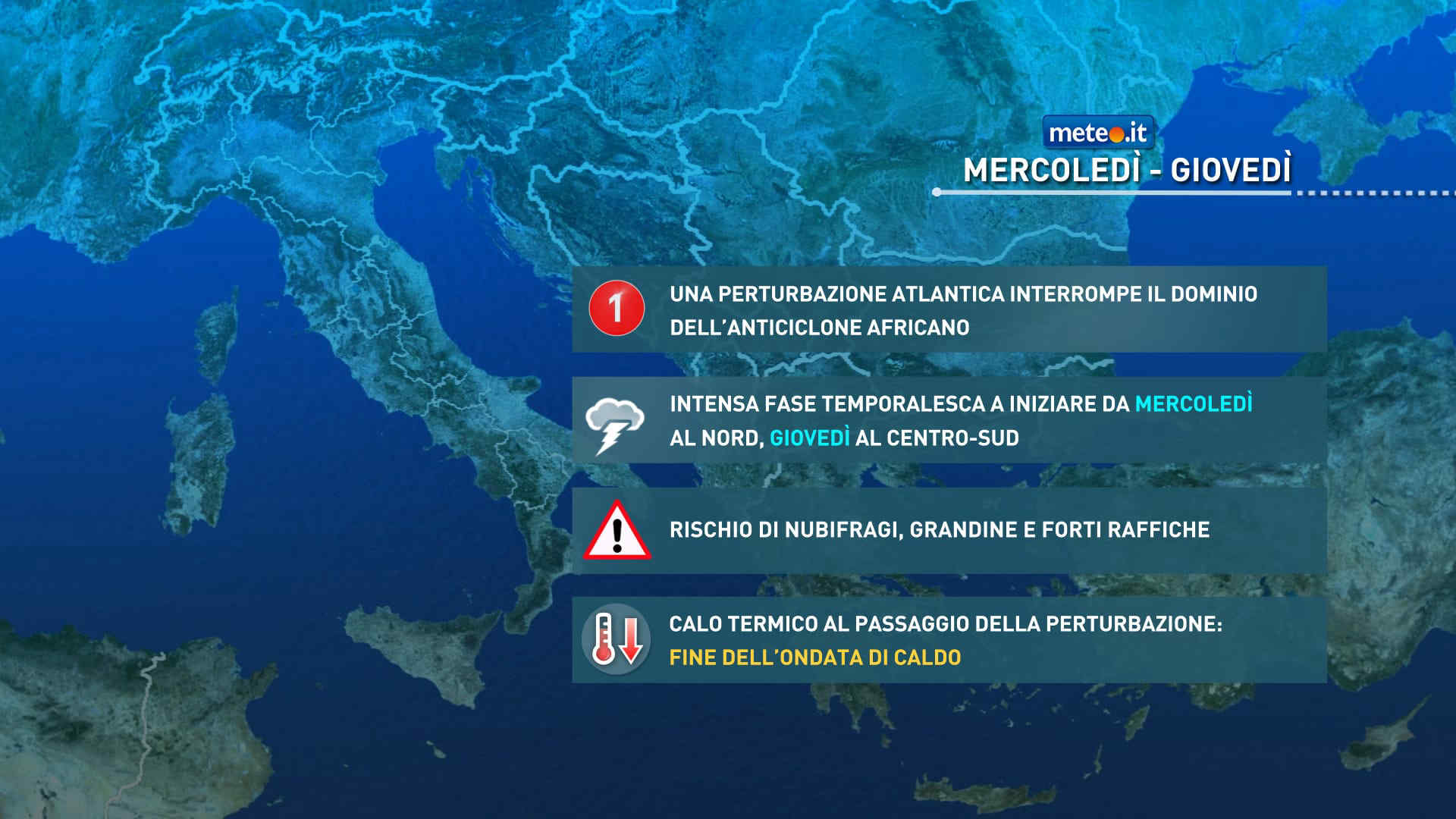 Meteo 1° luglio: l'ondata di caldo volge al termine! Rischio di forte maltempo