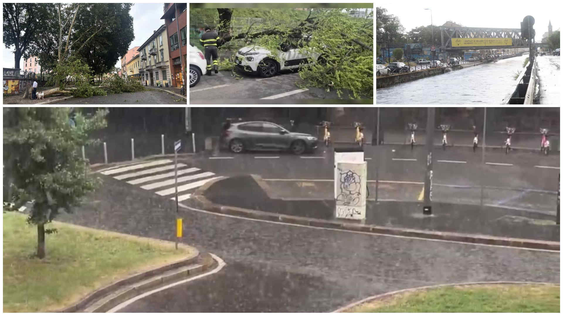 Maltempo Lombardia, temporali dopo il caldo record: Milano e Monza colpite da pioggia e vento, decine di interventi dei vigili del fuoco