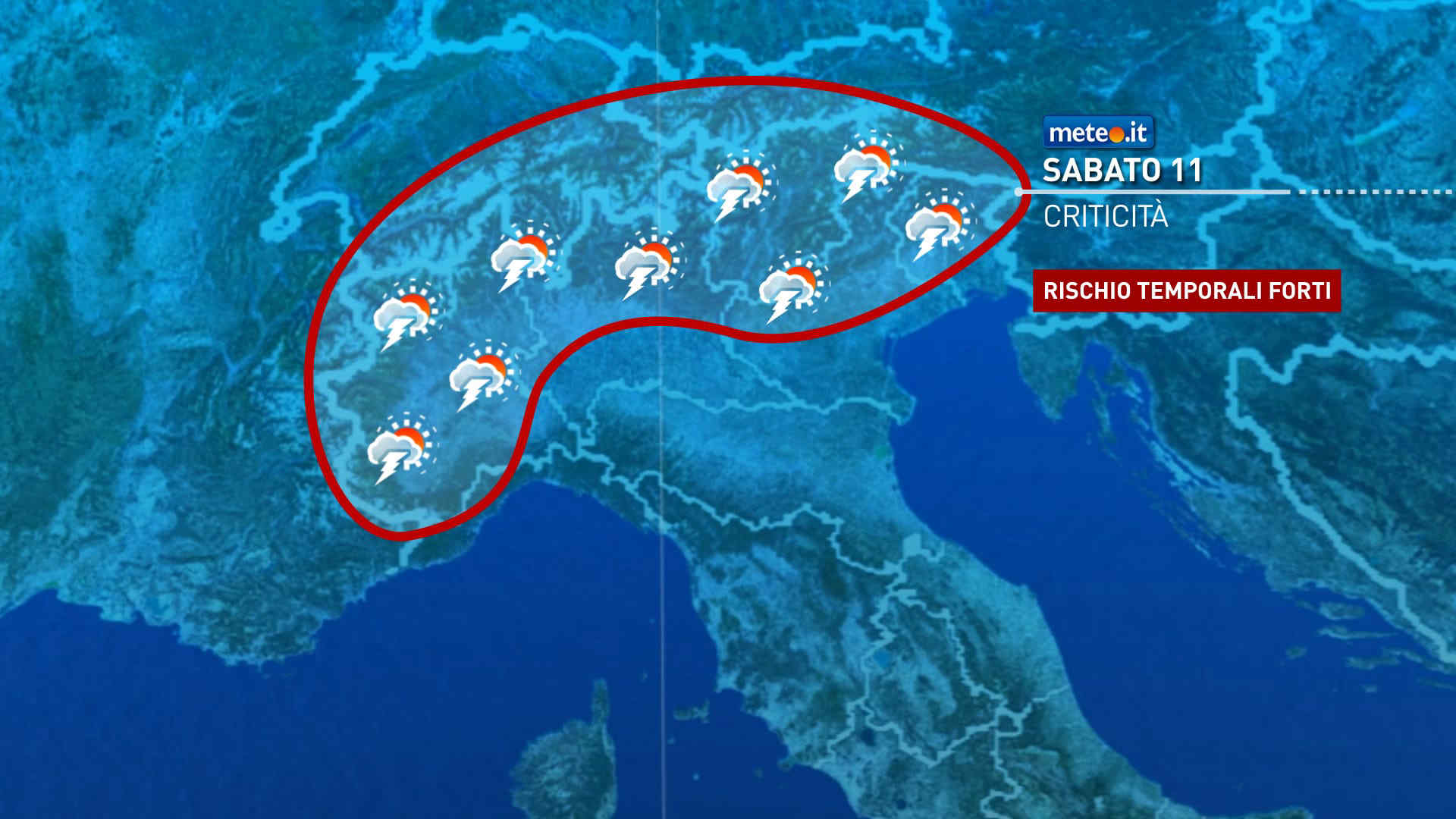 Meteo 11 luglio: temporali al Nord! Caldo intenso altrove, verso i 40 gradi in Sardegna