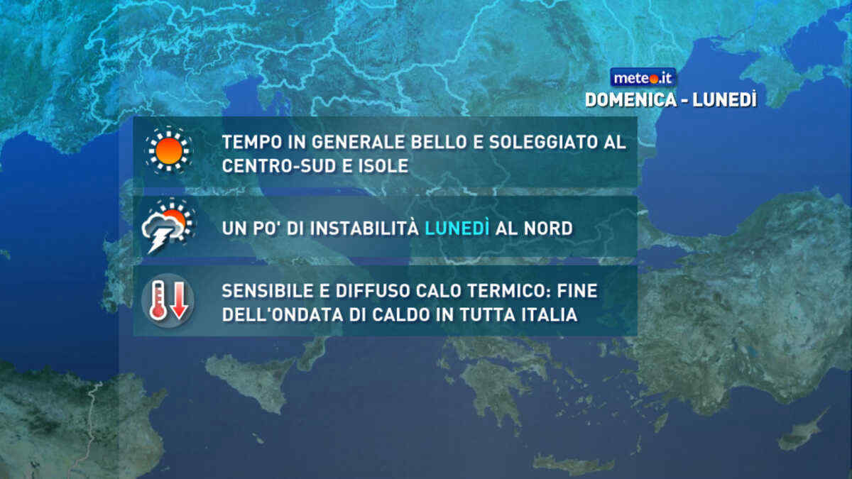 Meteo, stop all'ondata di caldo: da domenica 19 luglio sensibile calo termico