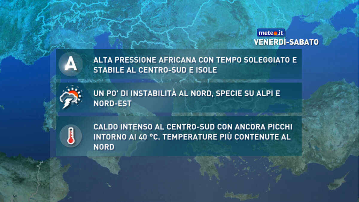 Meteo, Italia tra instabilità e caldo intenso: le previsioni del 17-18 luglio