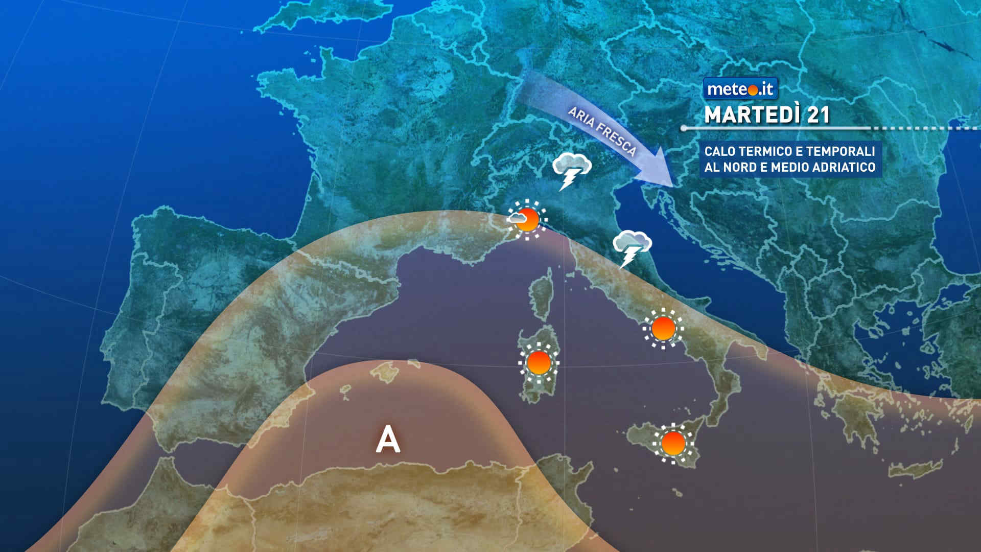 Meteo, calo termico e rischio nubifragi: le previsioni del 21-22 luglio
