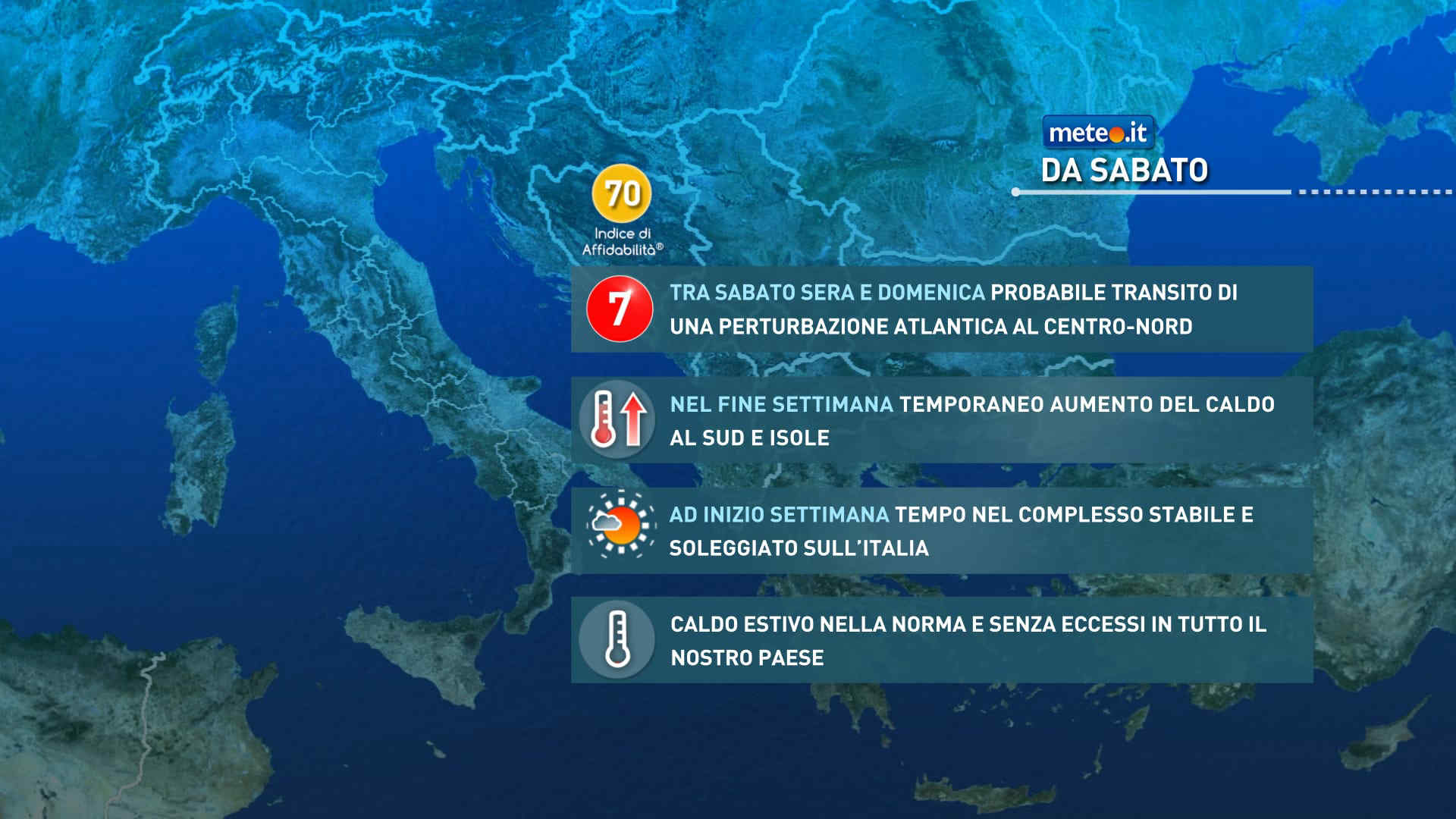 Meteo, nel weekend del 25-26 luglio perturbazione in transito. Stop alla calura