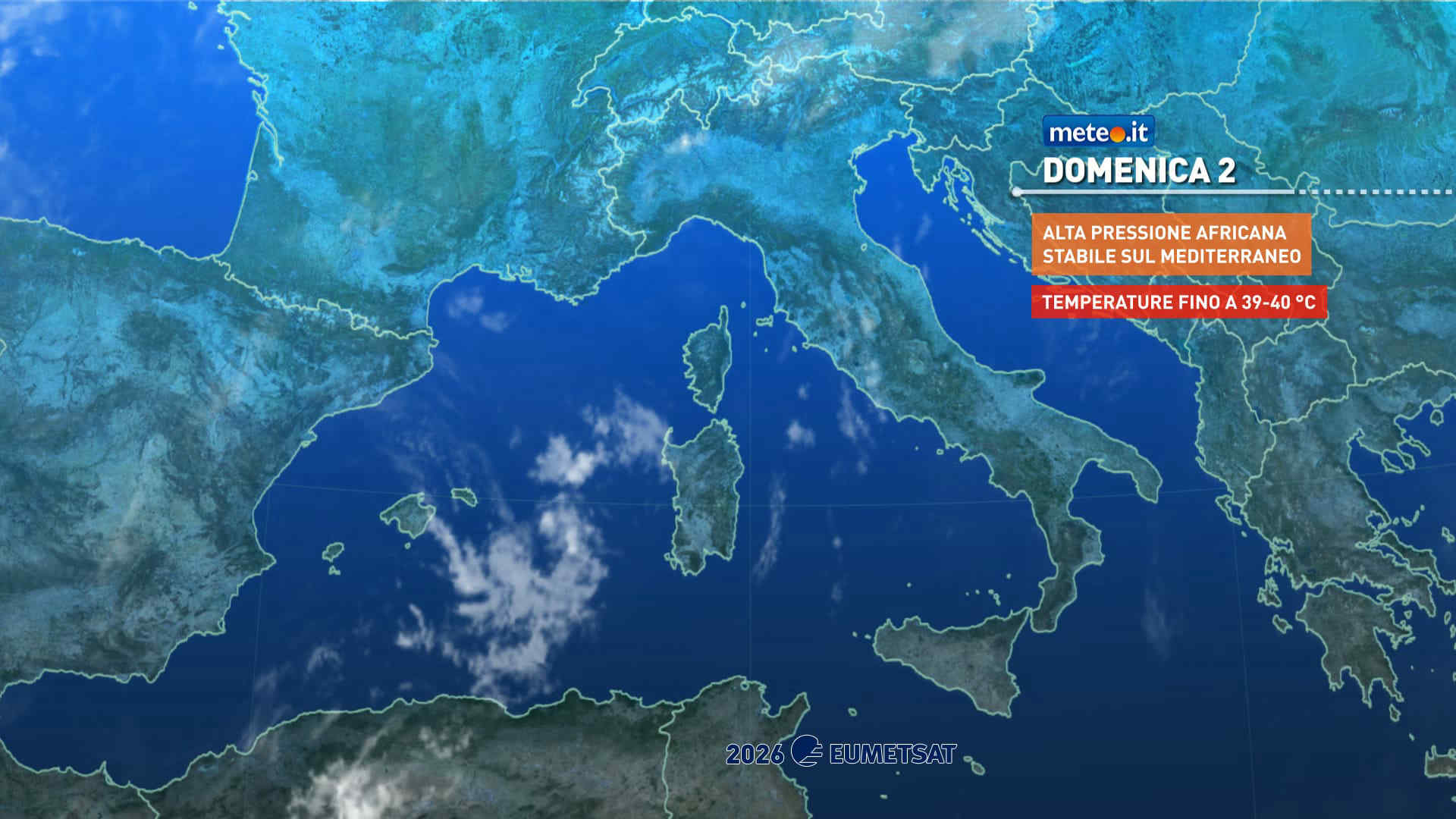 Meteo, domenica 2 agosto di caldo intenso