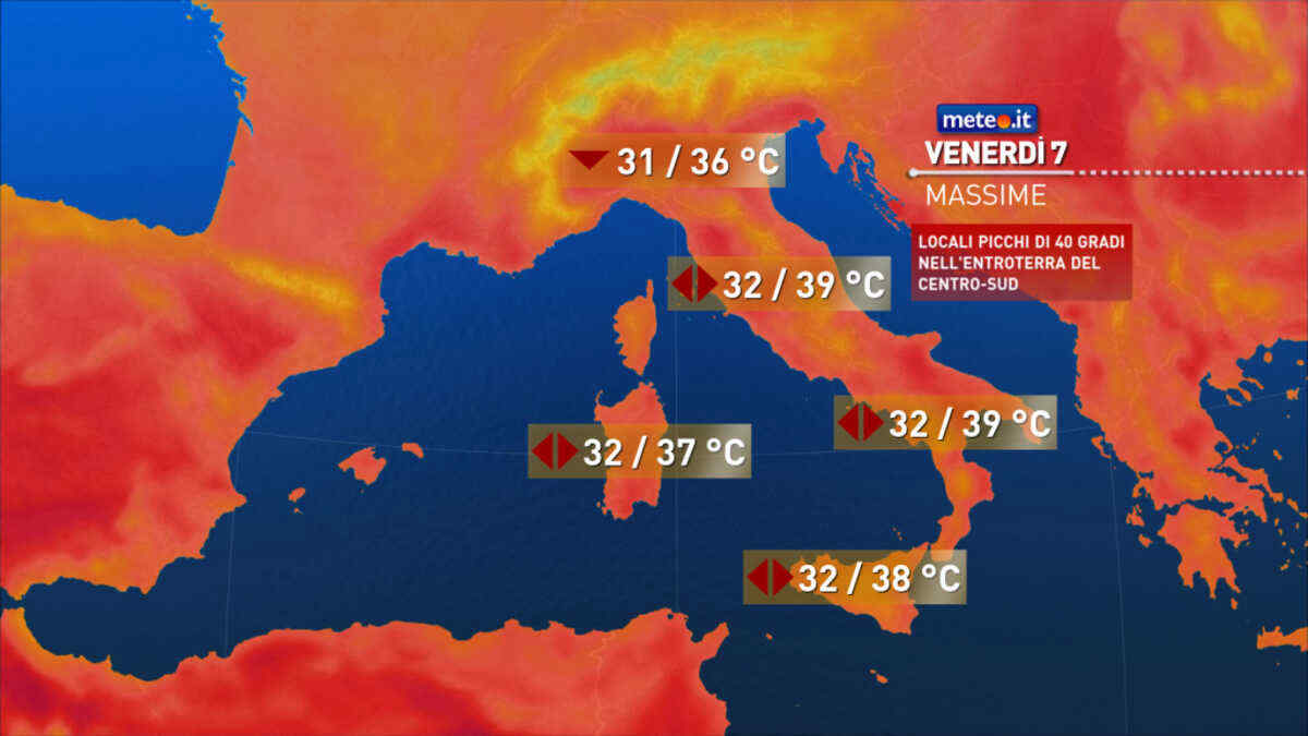 Meteo: 7 agosto con rischio nubifragi al Nord! Al Centro-Sud caldo estremo