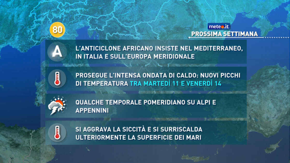 Meteo: settimana di Ferragosto al via con caldo intenso e qualche temporale