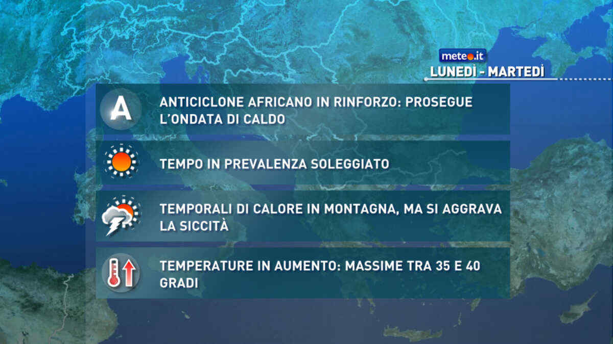 Meteo, oggi lunedì 10 agosto, calura in aumento