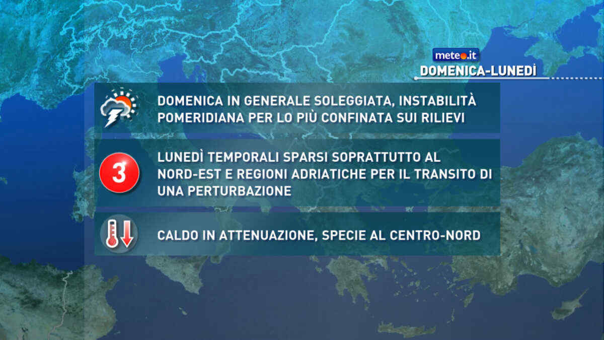 Meteo, fase più instabile in vista con lieve attenuazione del caldo intenso: le previsioni