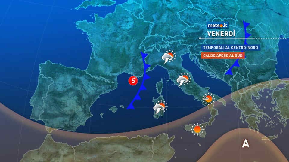 Meteo, Italia divisa con caldo intenso al Sud e temporali al Centro-nord: la tendenza