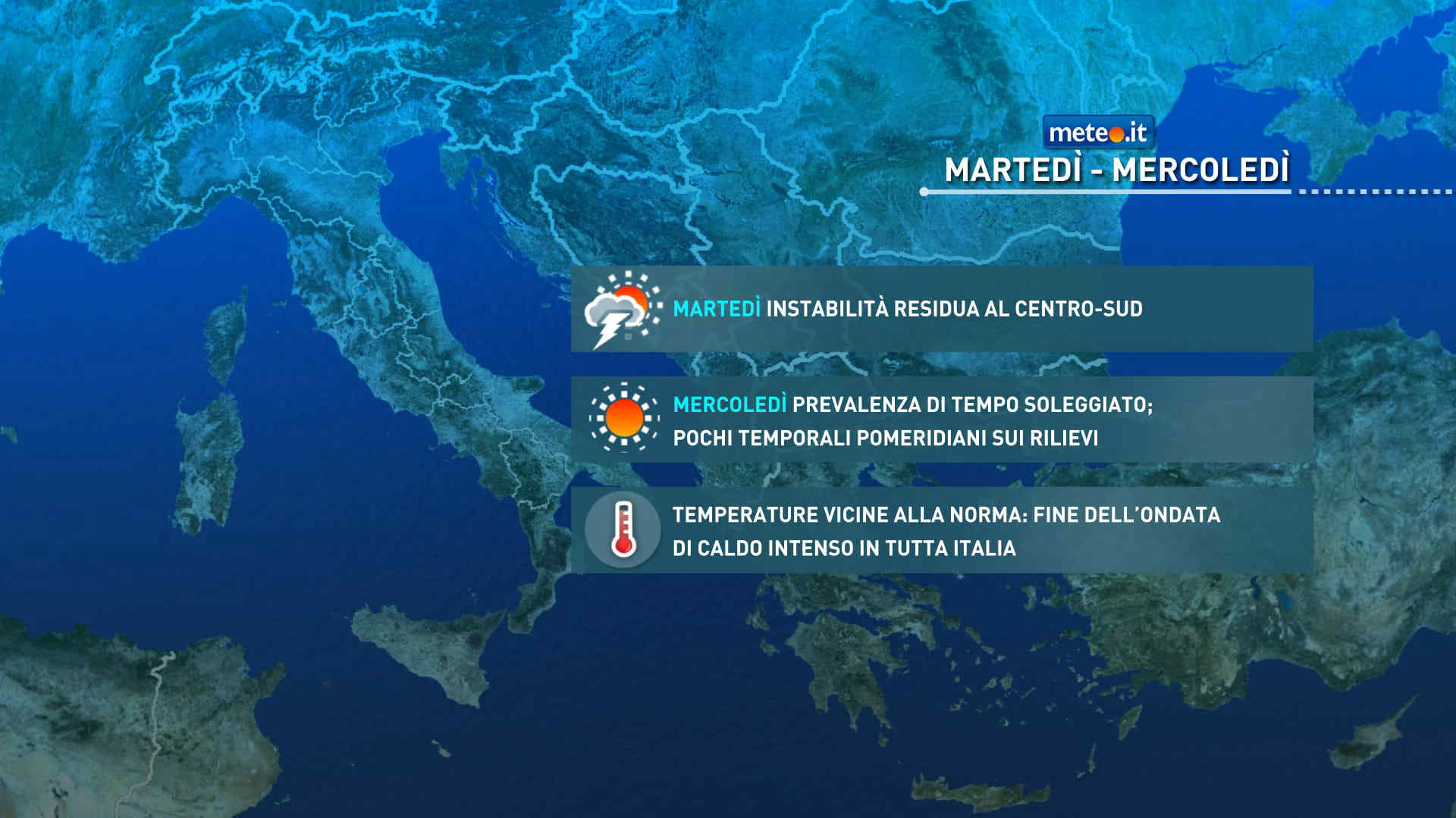 Meteo: 18 agosto con temporali al Sud e fine della lunga ondata di calore!