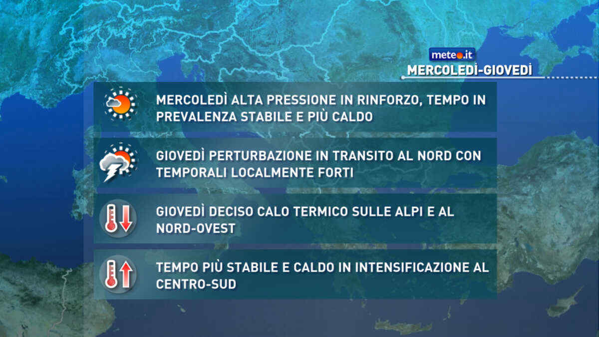 Meteo, giovedì 20 agosto intensa perturbazione al Nord con forti temporali: le previsioni