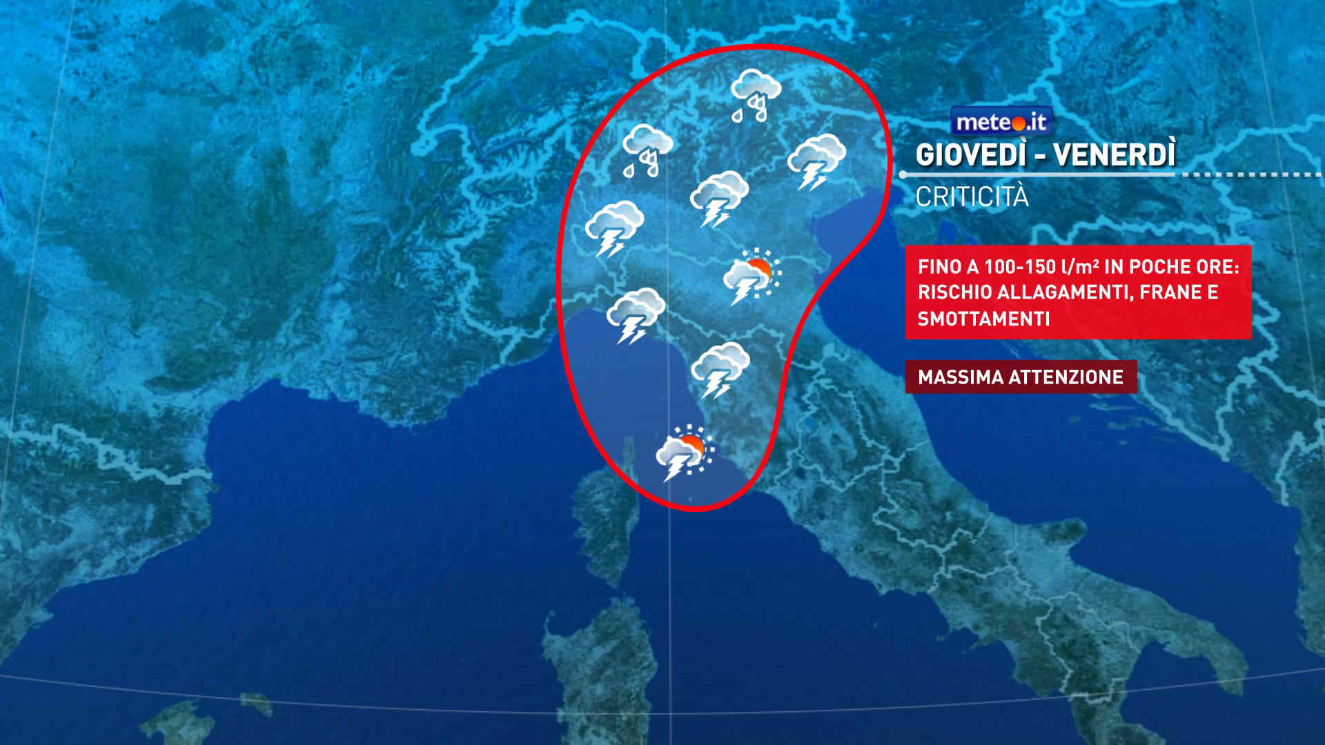 Meteo, fase di forte maltempo al Nord e Toscana tra il 20-21 agosto