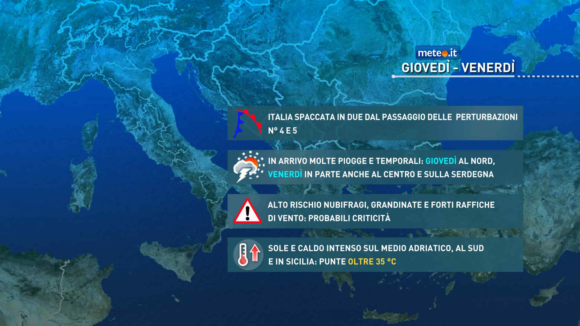 Meteo, intensa perturbazione con rischio nubifragi: ecco dove
