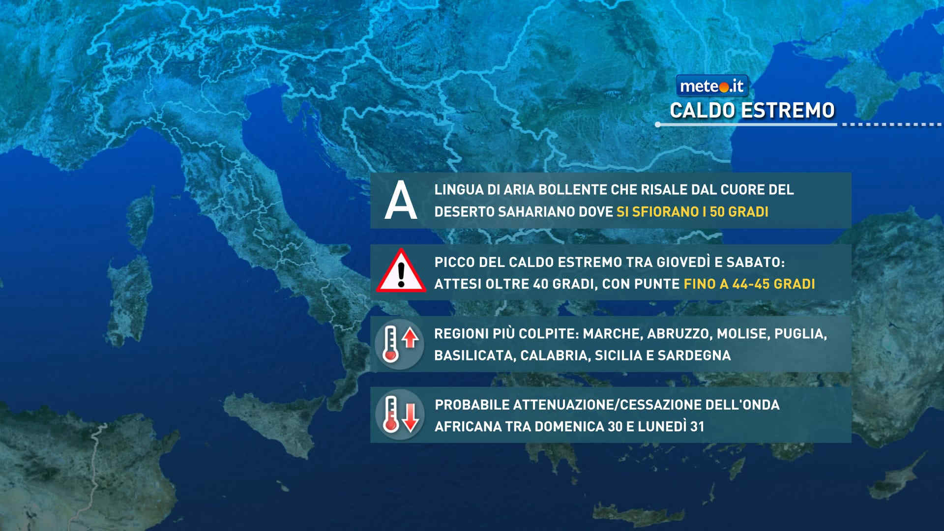 Meteo: caldo estremo al Centro-Sud e nelle Isole! Valori verso i 45 gradi