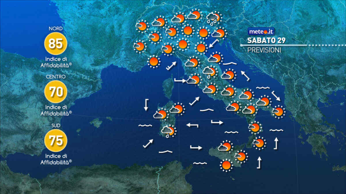 Meteo: weekend al via con caldo meno estremo ad eccezione dell'estremo Sud
