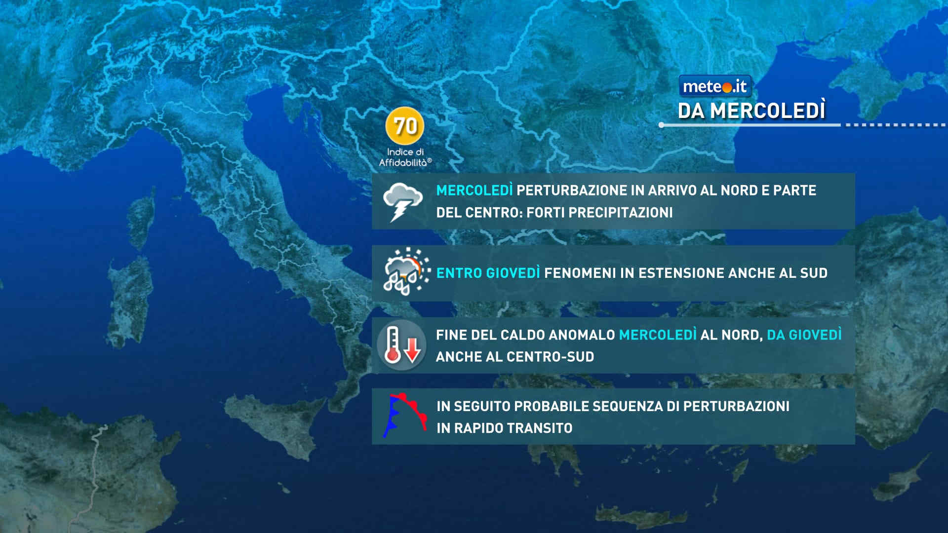 Meteo: da mercoledì 9 forte maltempo, deciso calo termico e fine dell'ondata di calore!
