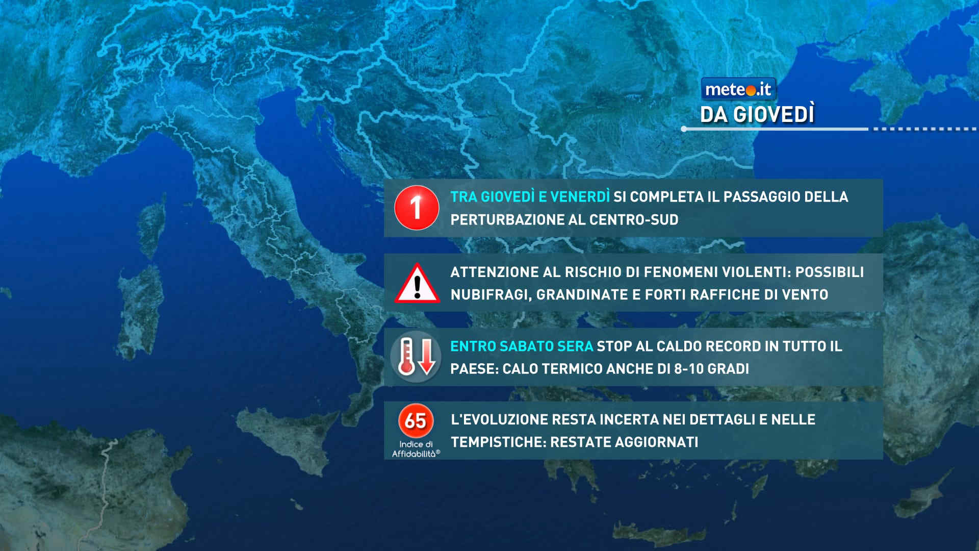 Meteo, stop al caldo record ma attenzione ai nubifragi