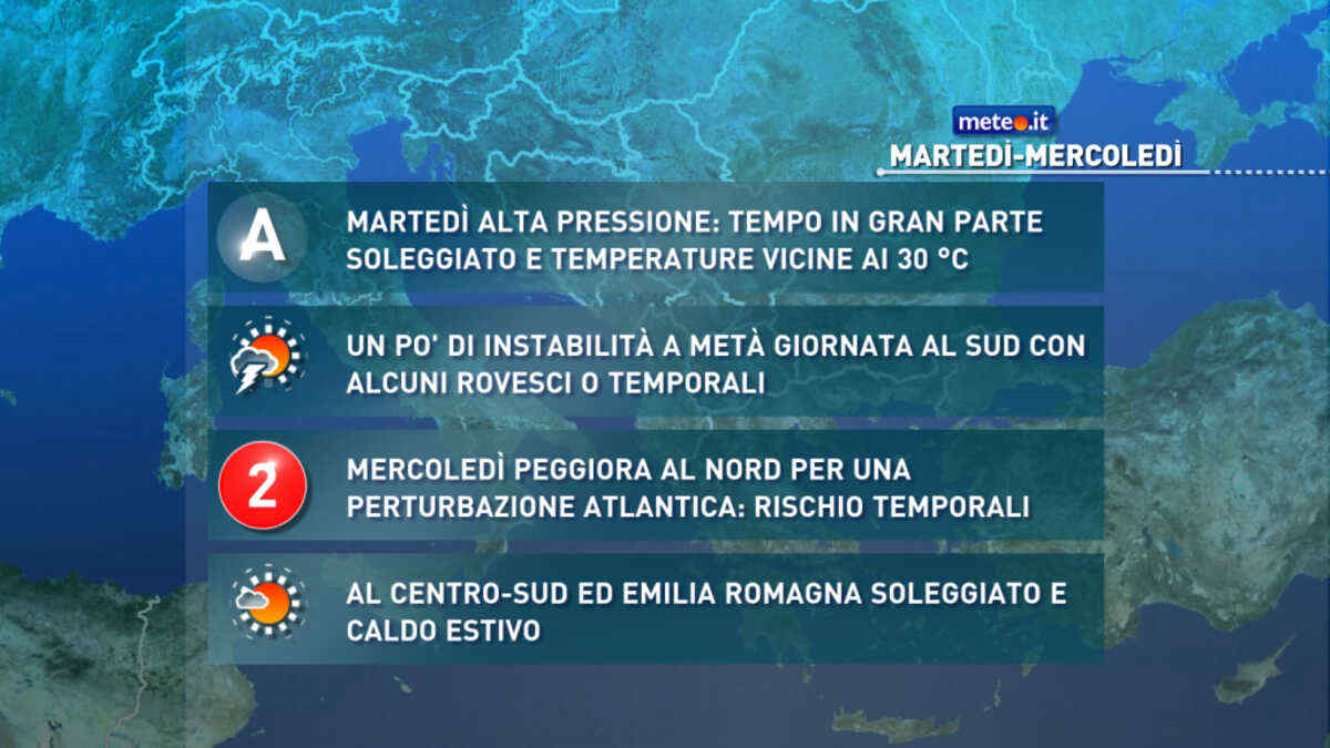 Meteo, martedì 15 settembre instabile al Sud. Sole altrove