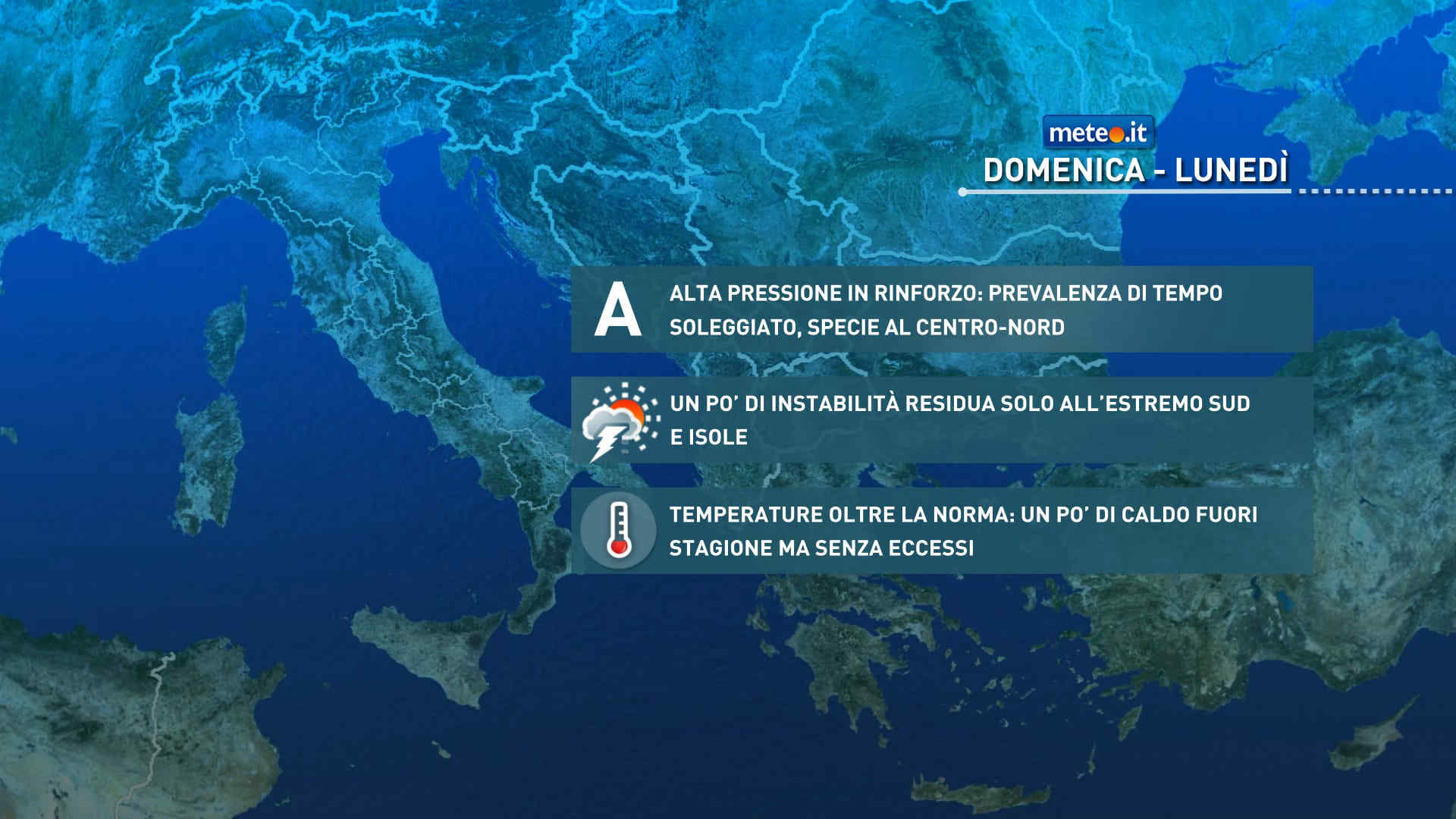 Meteo, residua instabilità al Sud e temperature oltre la norma: le previsioni del 20-21 settembre