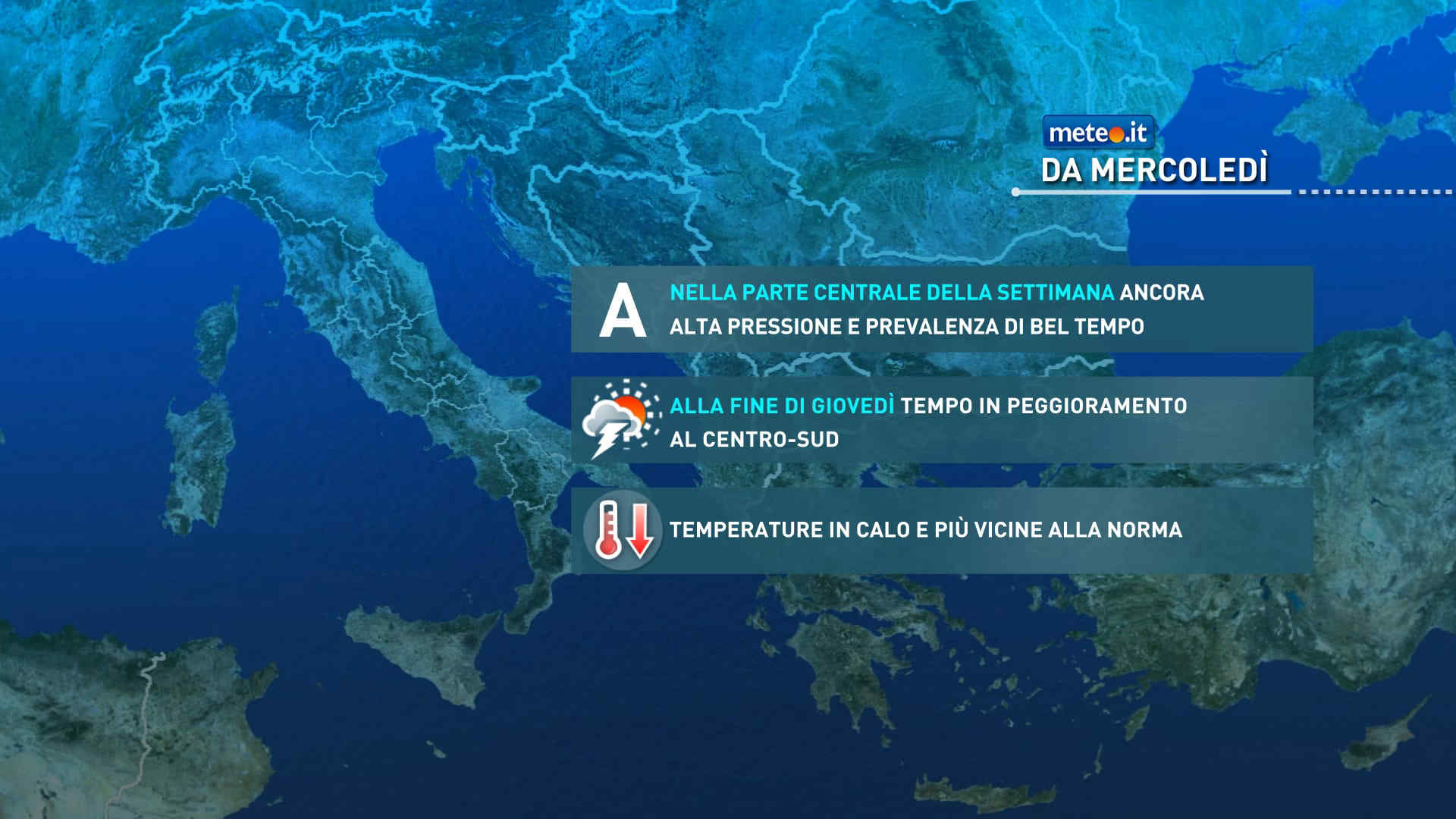 Meteo, da metà settimana aria più fresca e valori più vicini alla norma ma durerà poco