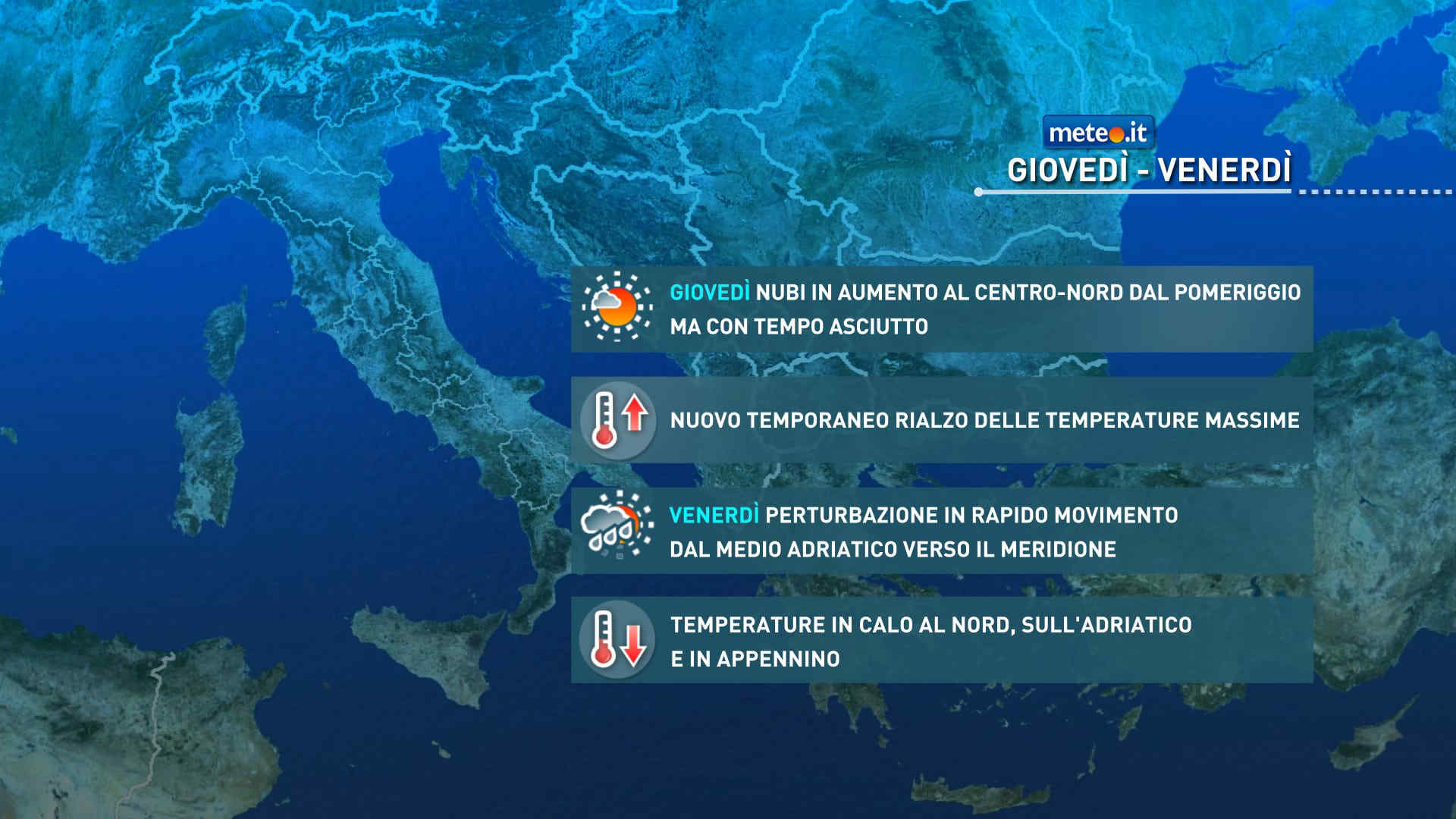 Meteo, venerdì 25 settembre rapida perturbazione: le previsioni