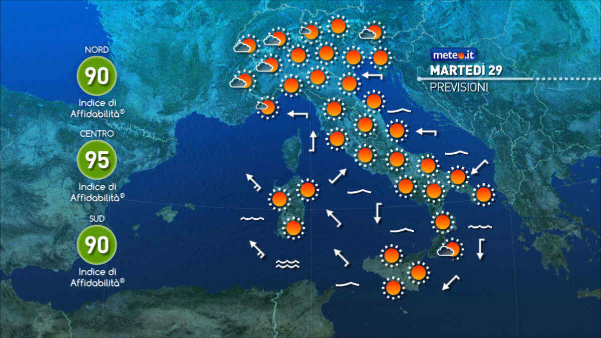 Meteo: 29 settembre stabile e molto mite! Piogge quasi del tutto assenti