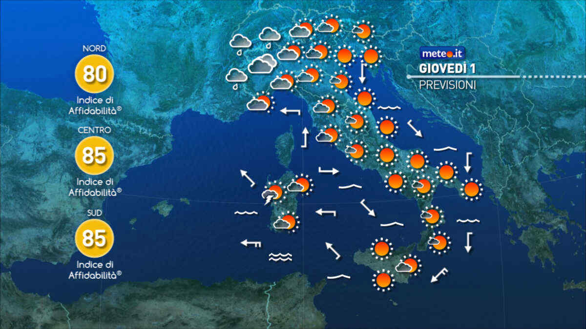 Meteo 1 ottobre: regioni occidentali più variabili! Altrove sole e caldo