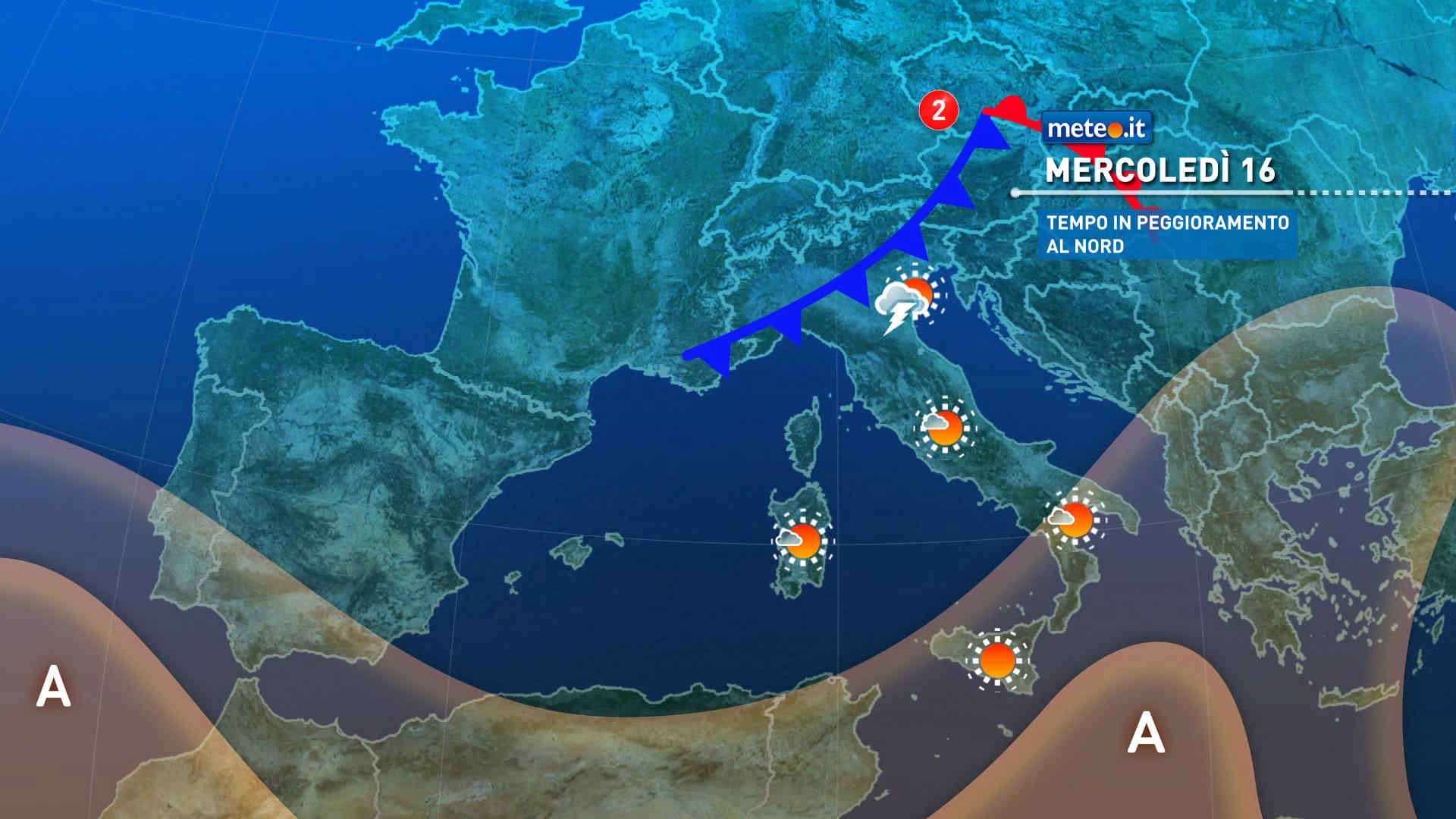 Meteo: a metà settimana nuovo maltempo e deciso calo termico! Ecco dove