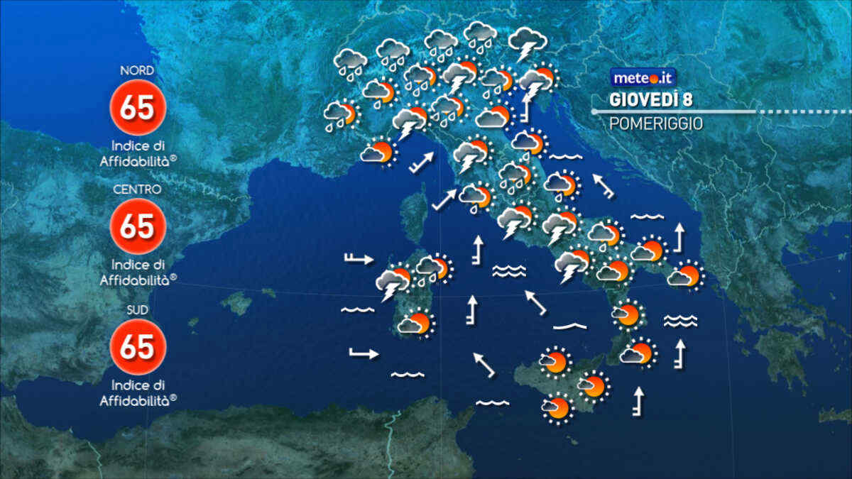 Meteo: maltempo nelle prossime ore! Venerdì 9 sensibile rinfrescata