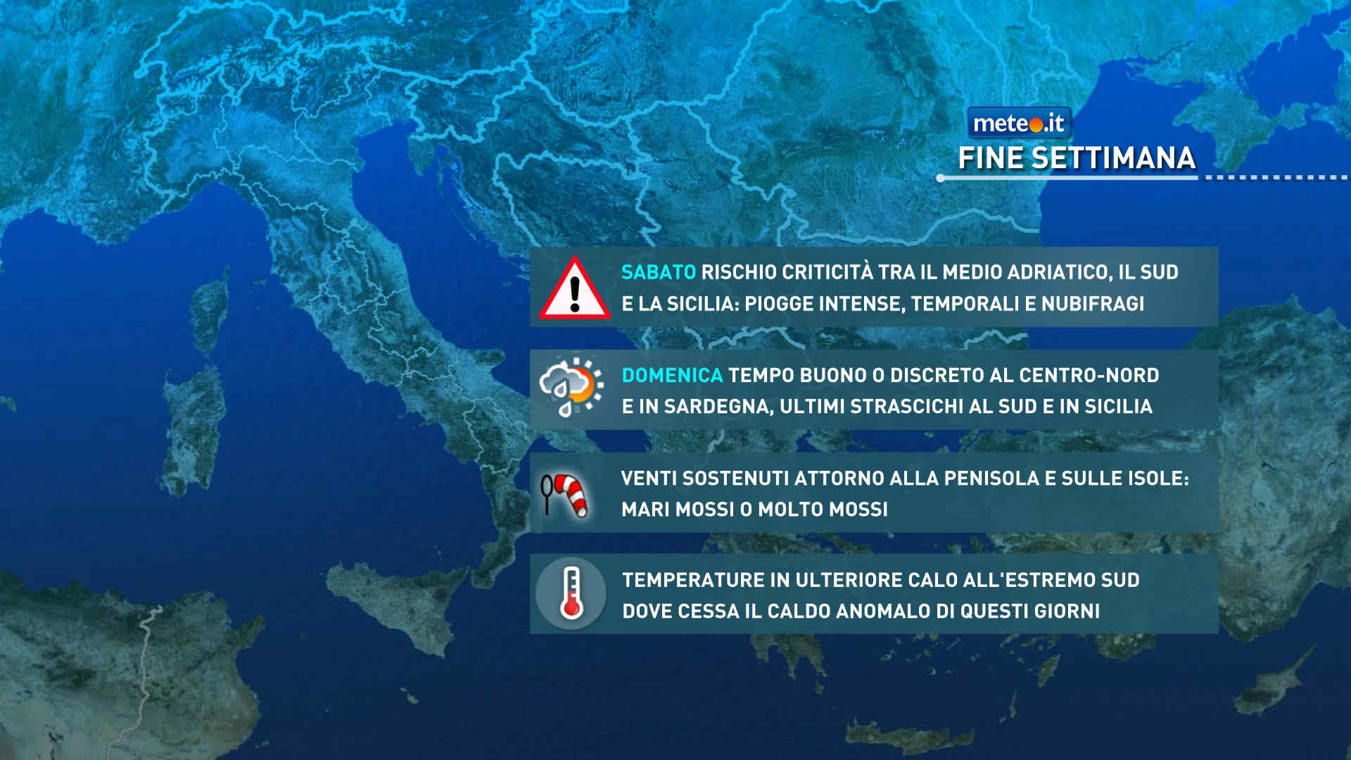 Meteo, sabato maltempo al Centro-Sud. Domenica parziale miglioramento