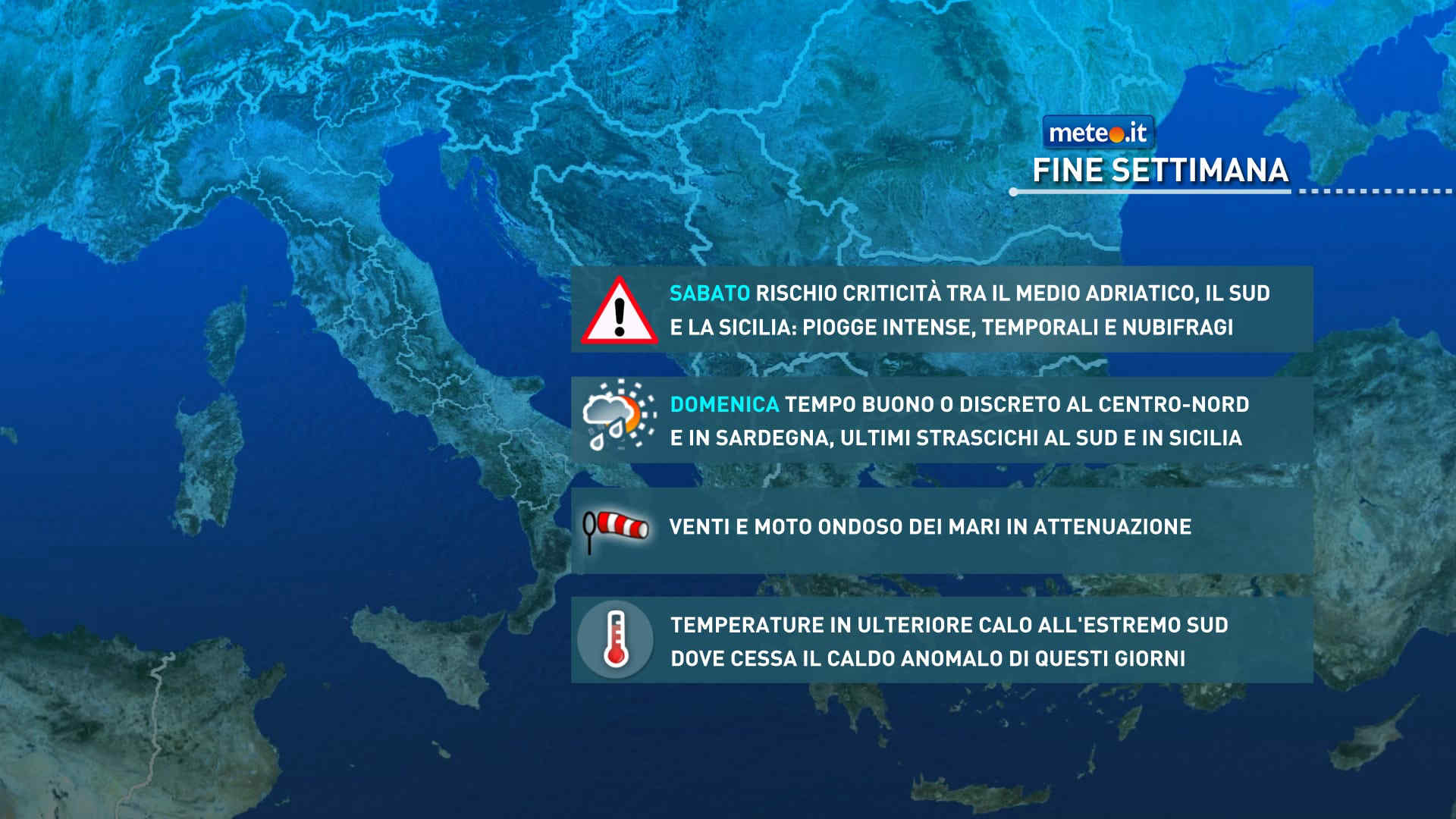 Meteo, le previsioni del fine settimana