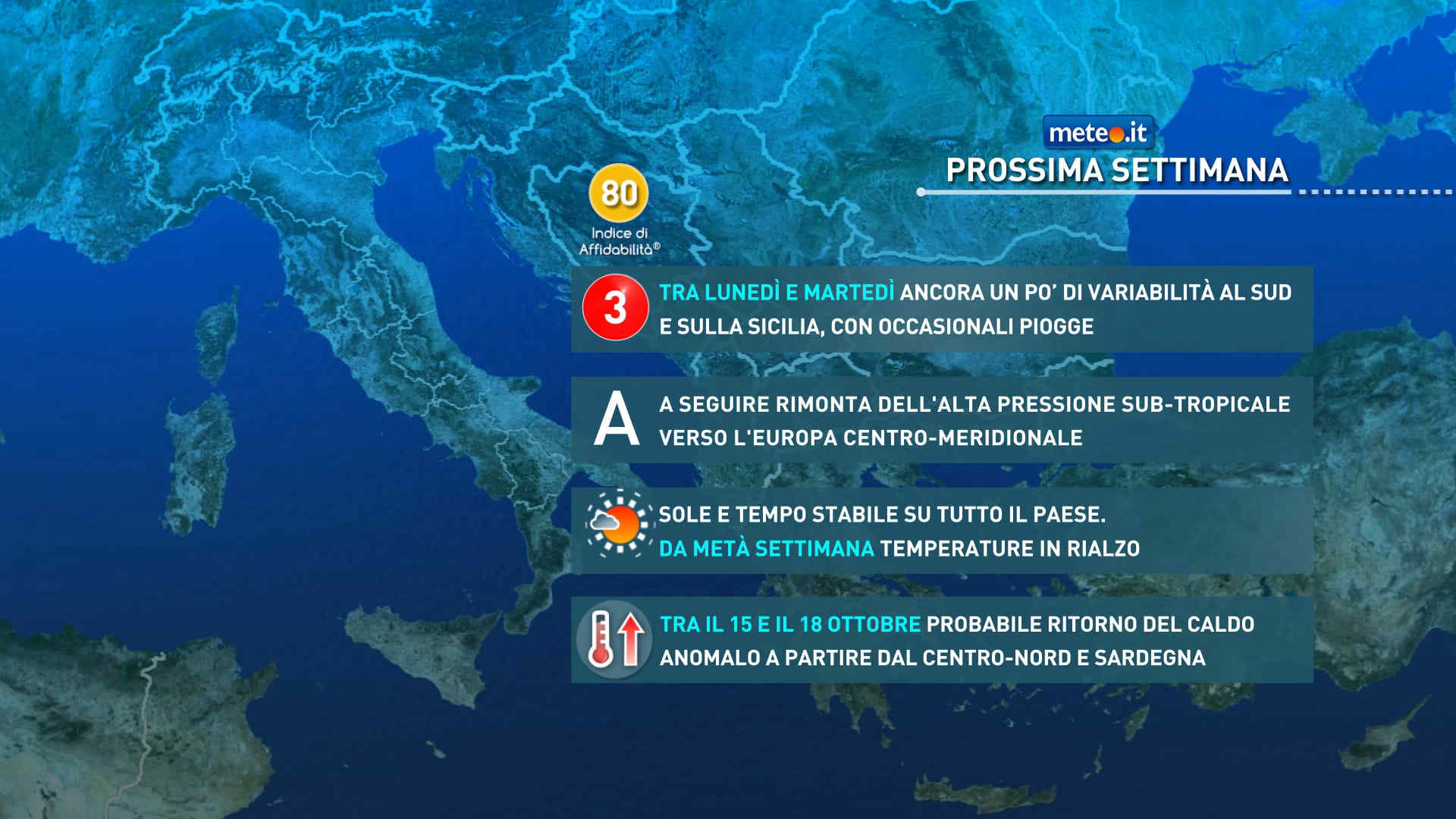 Meteo, inizio settimana con residua instabilità al Sud poi rimonta l'alta pressione