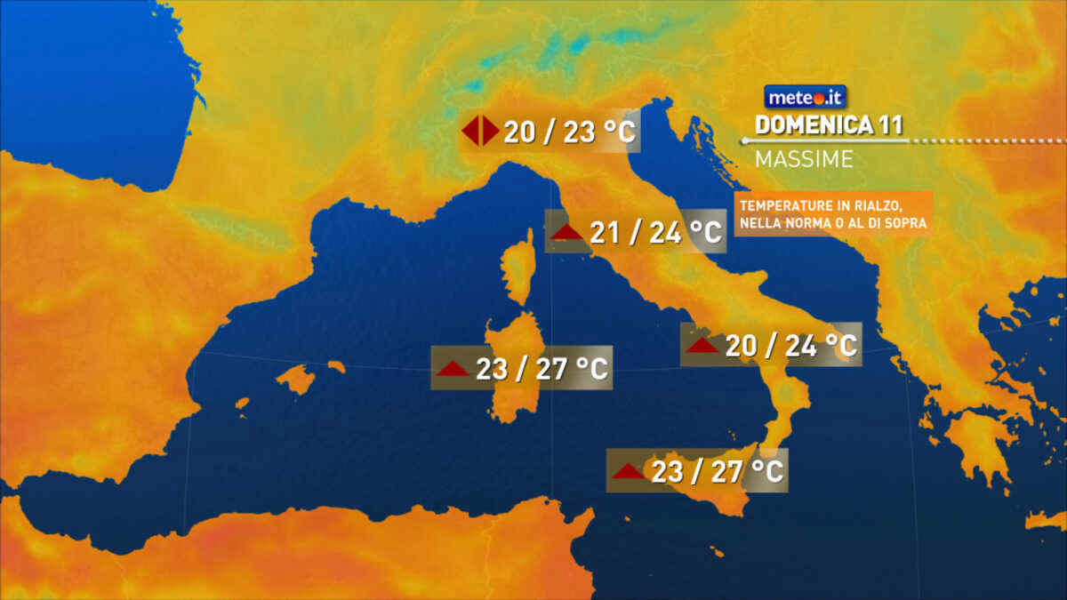 Meteo, domenica 11 ottobre temperature in rialzo e poche piogge: ecco dove