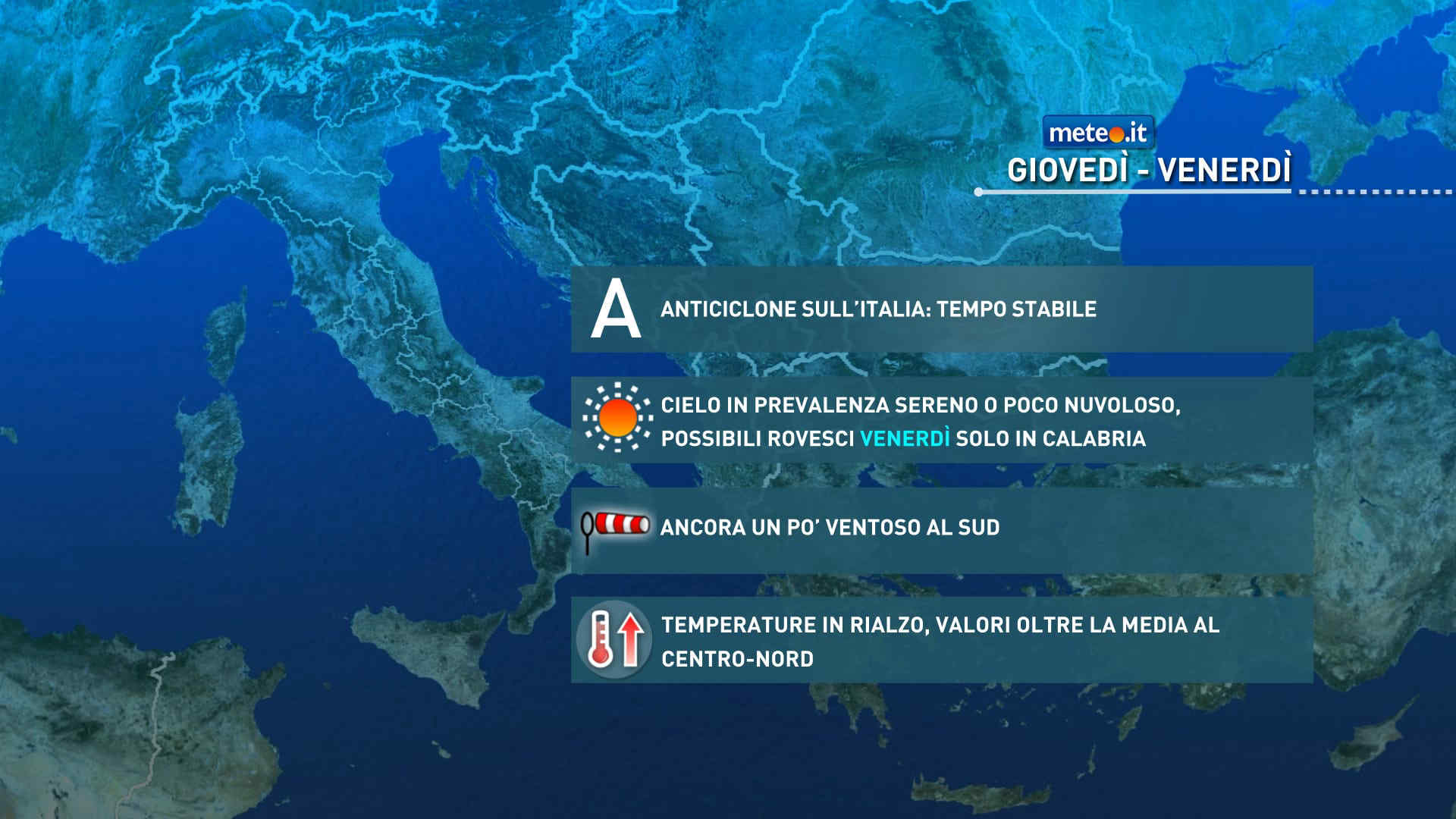 Meteo: anticiclone fino a venerdì 16, poi peggioramento. Le previsioni