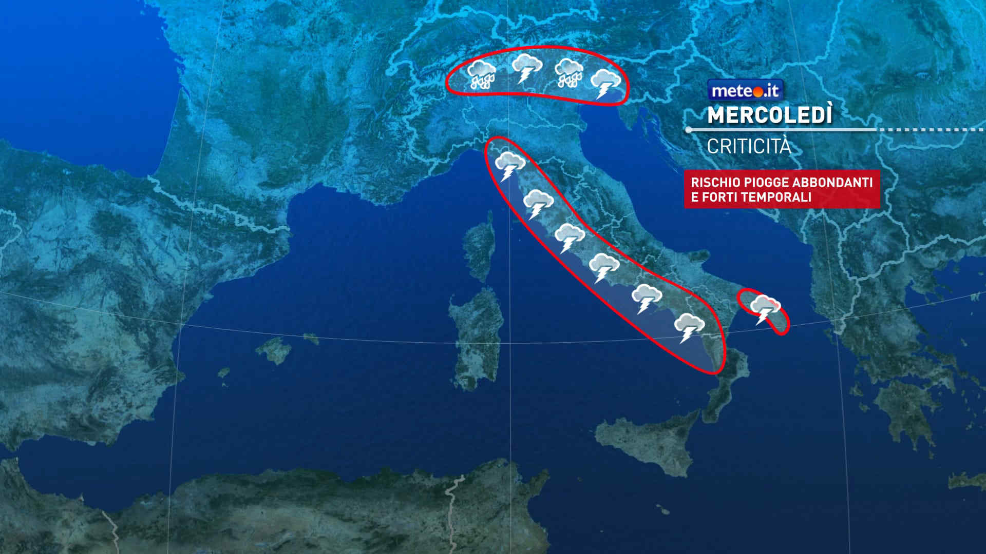 Insiste il maltempo, attenzione al rischio nubifragi. Le previsioni meteo da mercoledì 21 ottobre