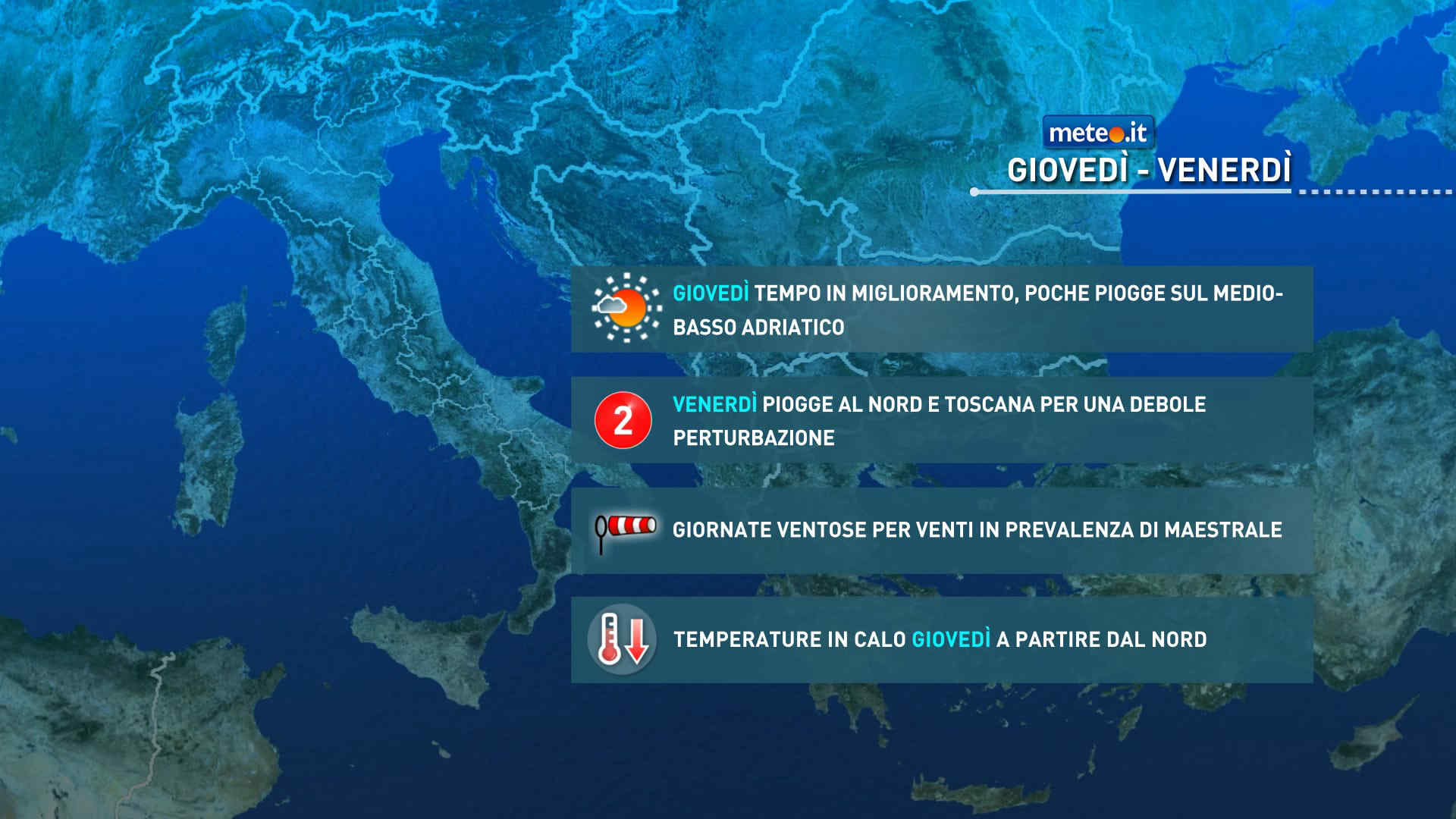 Meteo, oggi giovedì 22 ottobre, ultime piogge ma arriva il Maestrale