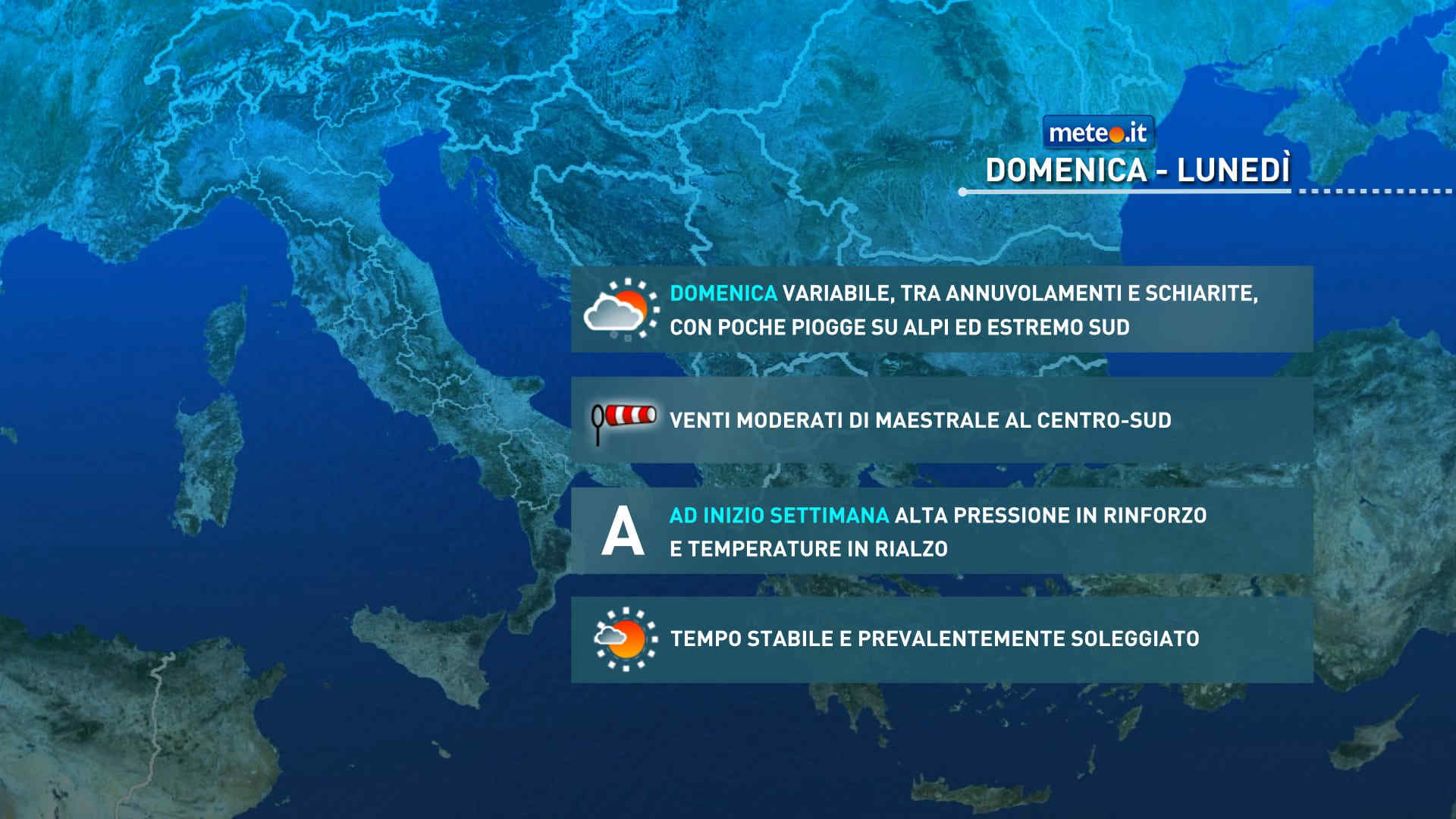 Meteo: domenica 25 molta instabilità e venti. Le previsioni