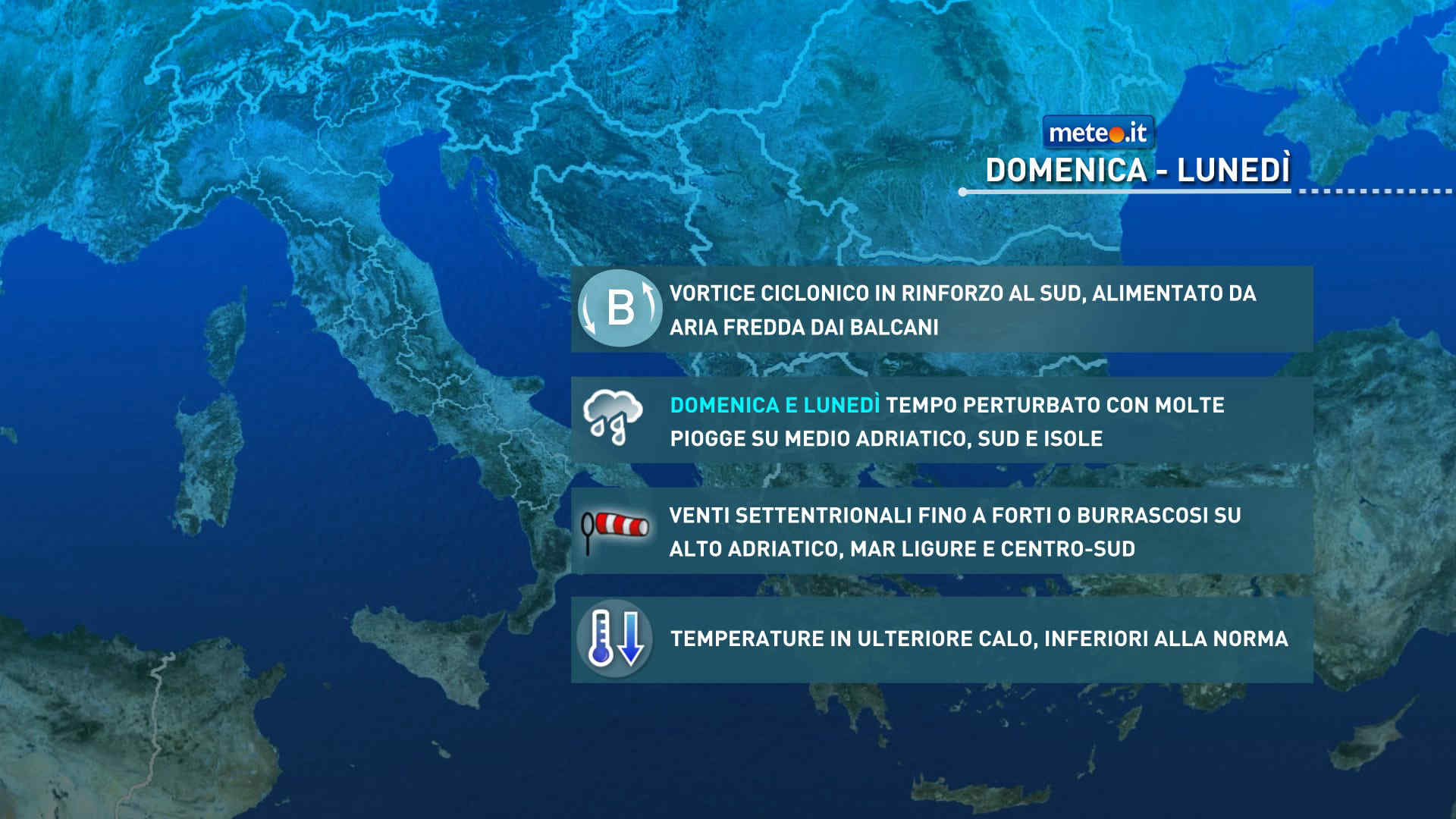 Meteo, lunedì 2 novembre marcato maltempo al Sud